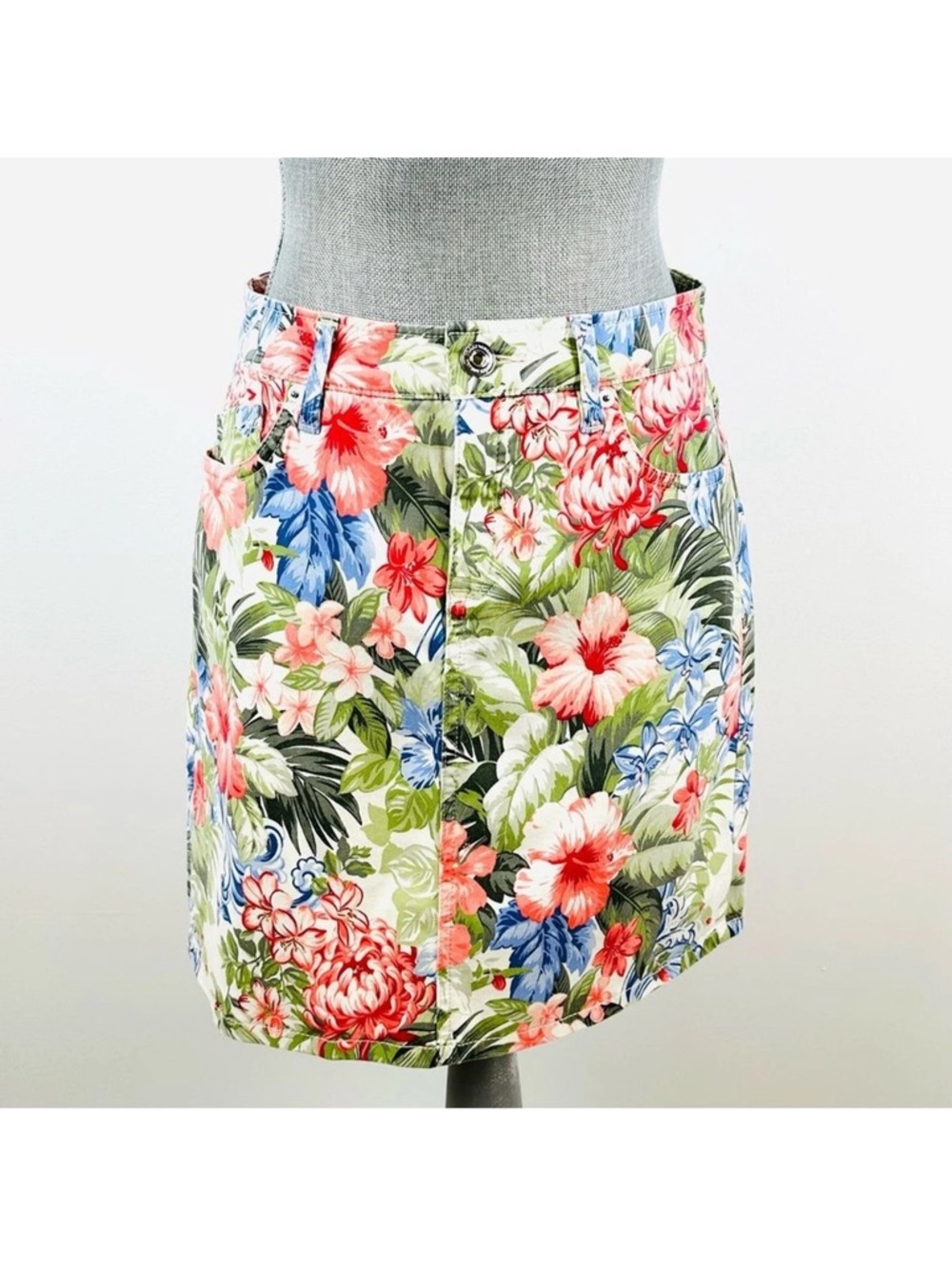 Tommy Bahama Boracay Beach Tropical Floral Mini Skirt - Red, Blue, Green, Sz 4